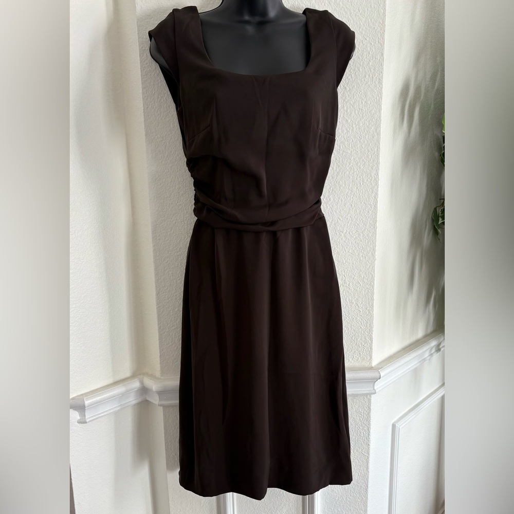 Philippe Adec Classic Dark Brown Midi Dress